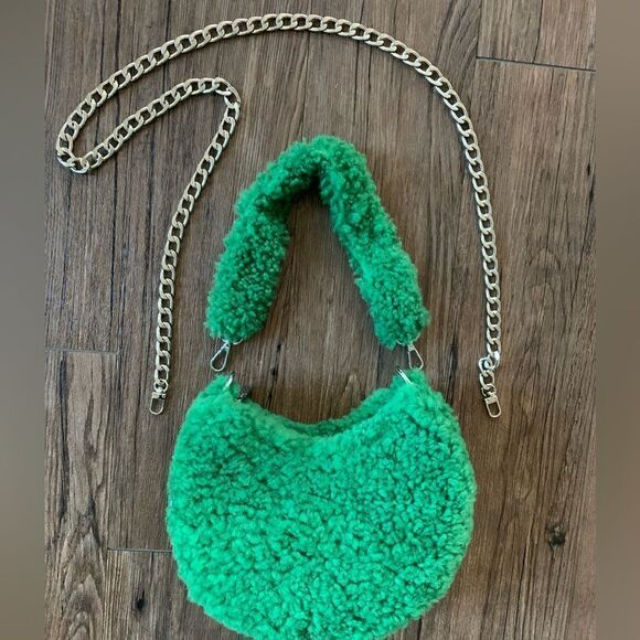 Handmade Genuine Shearling Shoulder Bag/Crossbody & Fox Fur Ball Bag Charm - Picture 7 of 15